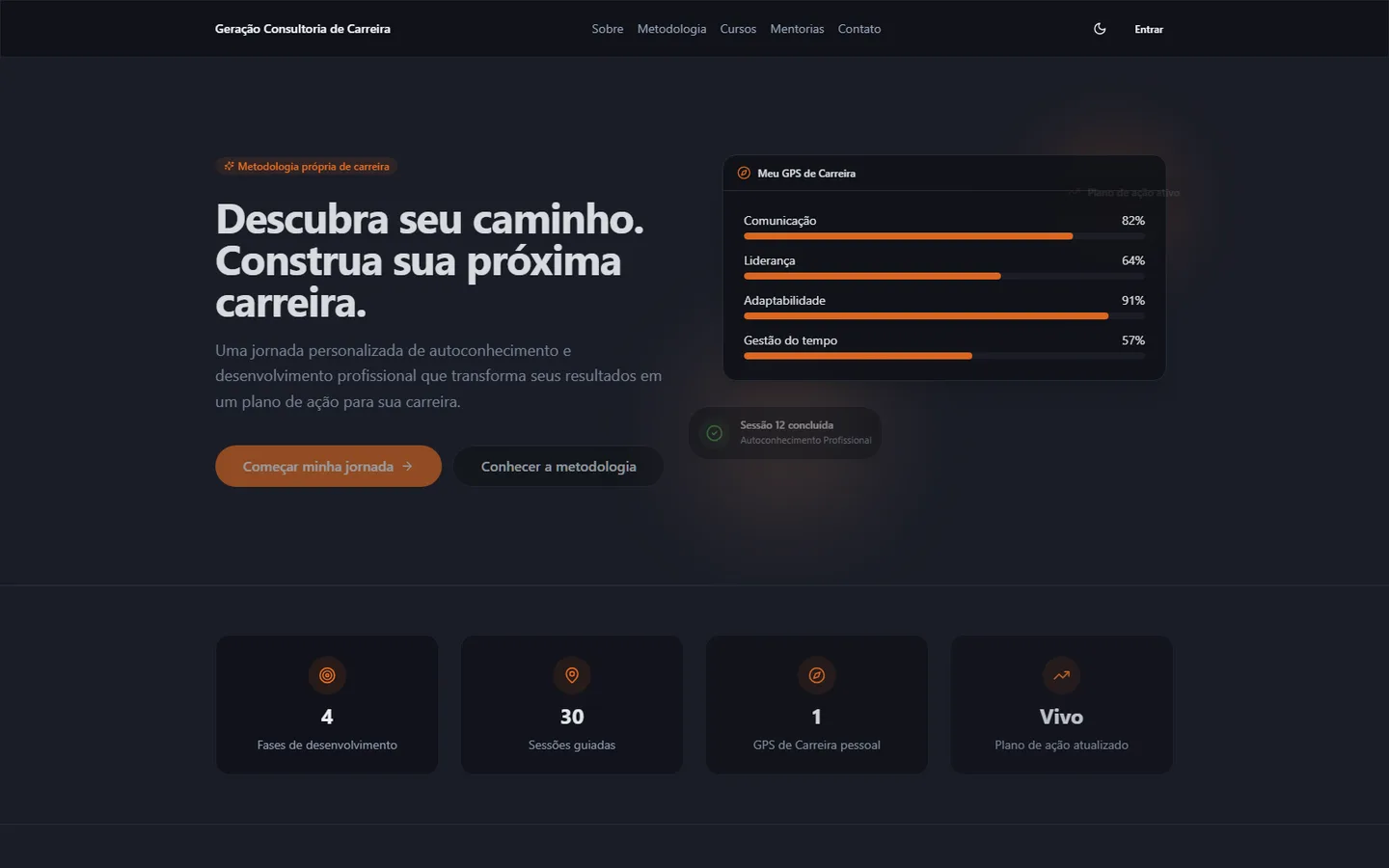 Tela real do site Geração