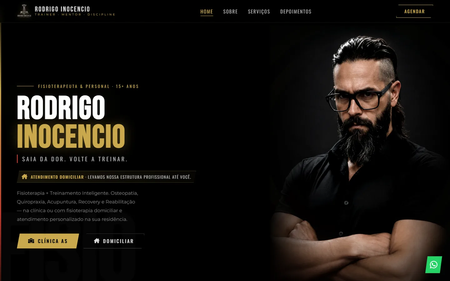 Tela real do site Rodrigo Inocencio