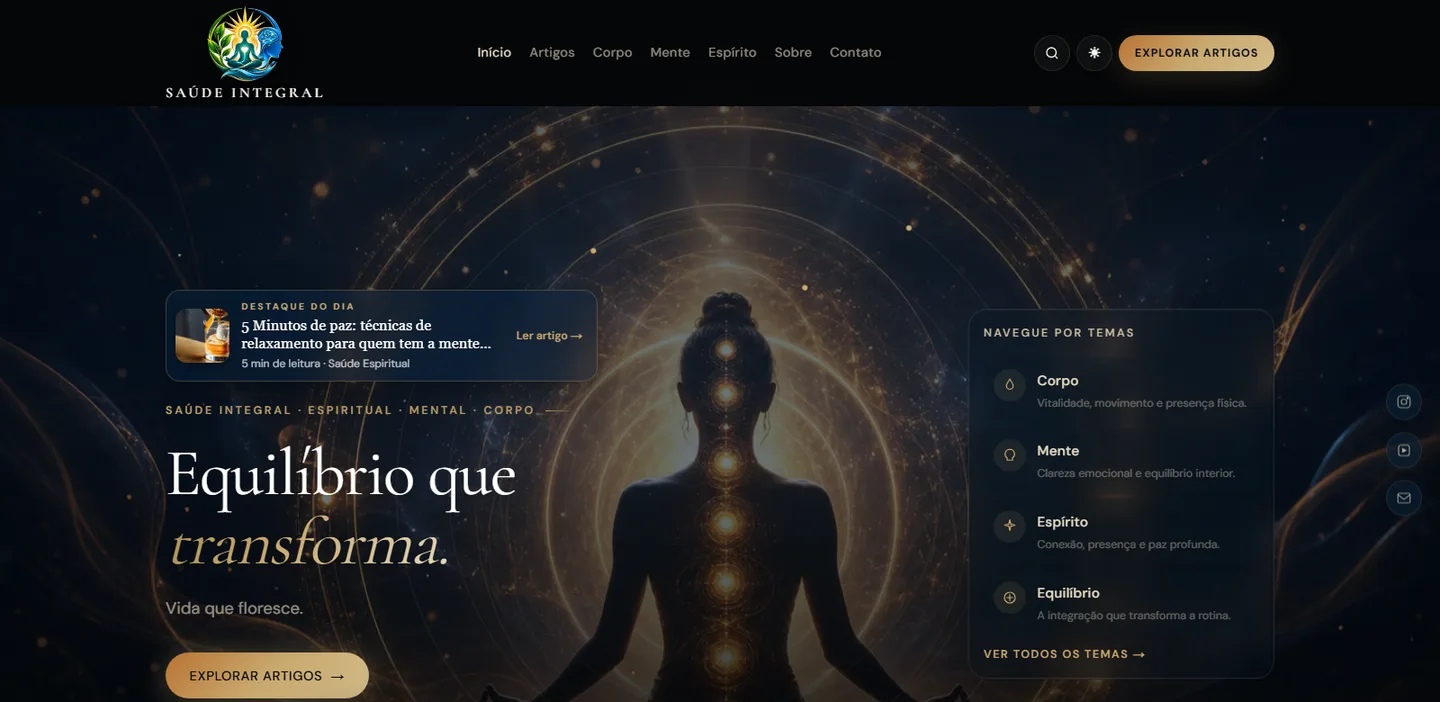 Tela real do site Saúde Integral